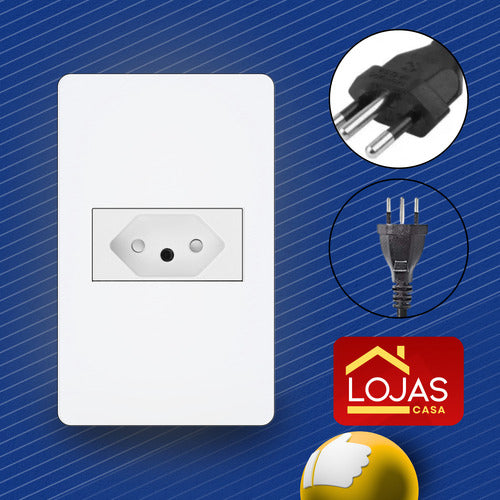 Conjunto 4x2 Tomada 20a Bivolt  Liz Cor Branca Casa C/trava