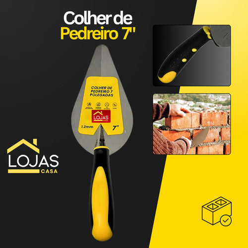 Colher De Pedreiro Jardim Canteiro Reta 7   Aço Profissional