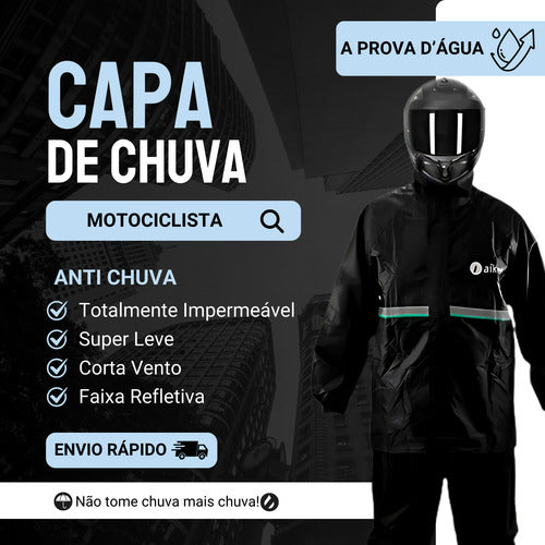Capa DE Chuva Motoqueiro Ciclista Roupa Impermeável Reforçada