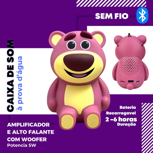Caixa De Som Woofer Grave Sem Fio Ursinho Fofo Prova D'água