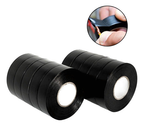 Kit 10 Fita Isolante Preto Adesiva 5m Anti Chama Flexível