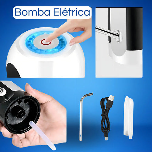 Bomba Elétrica Galão Água Automática Dispensador Recarrega Cor Branca