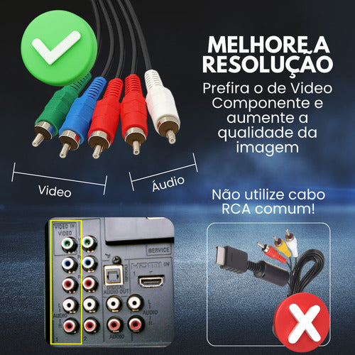 Cabo De Vídeo Para  Playstation Ps2 E Ps3 Alta Definição Av