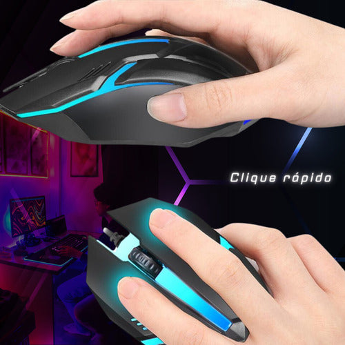 Kit Teclado E Mouse Usb Rgb Gamer Anti Ghosting Semi Mecânic