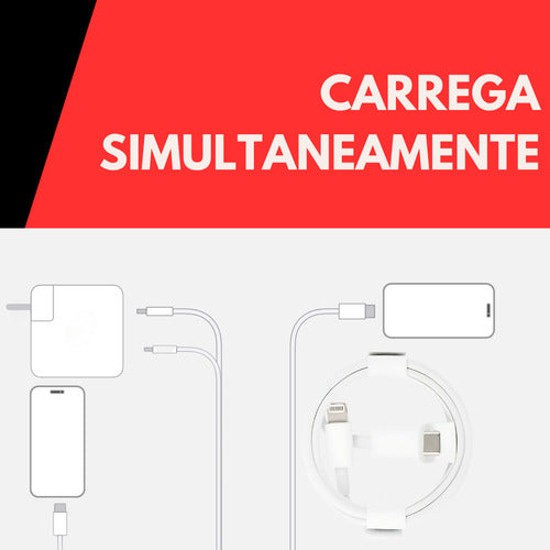 Carregador 50w Duplo Para iPhone 11 13 14 Pro Max + 2 Cabos