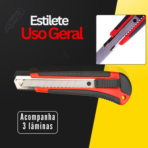 Estilete Reto Portátil 3 Lâminas Profissional Leve Bolso
