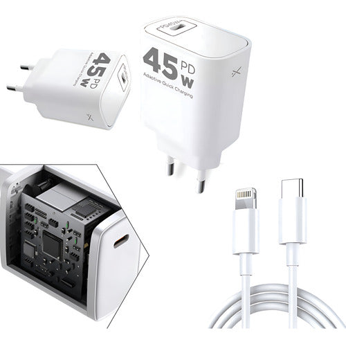 Fonte Carregador + Cabo P/ iPhone X Xr 11 12 13 14 45w Luxo