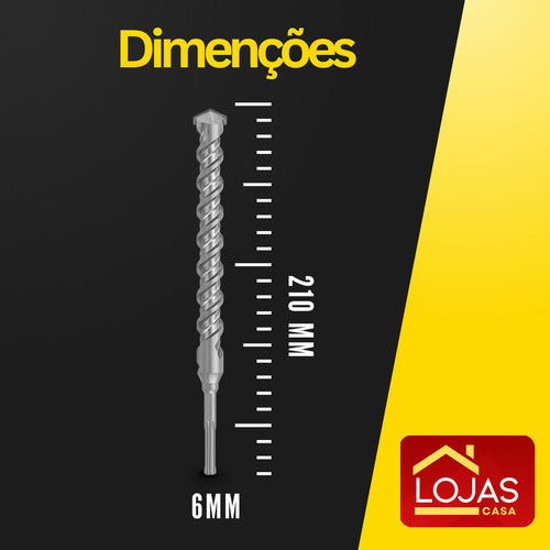 Broca Sds 6mm X 21cm Vídea Martelete Alvenaria Fura Rápido