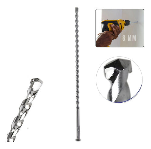 Broca 30cm  8 Mm Videa Longa Para Concreto Parede Alvenaria