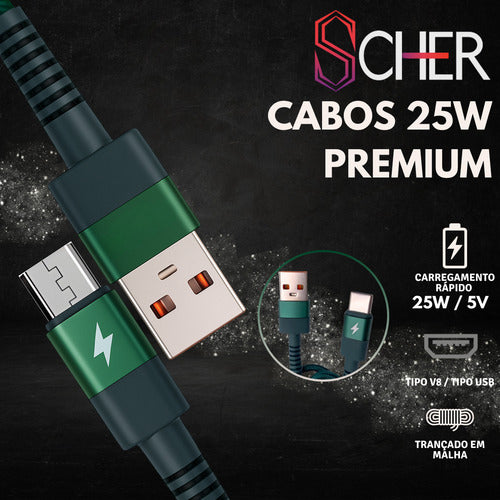 Cabo Recarga Controle Ps4 Usb V8 Trançado Resistente Tático