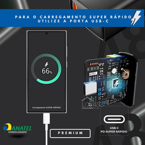 Carregador Duplo 48w Para Samsung 2 Cabos 2m E 2m Super Fast