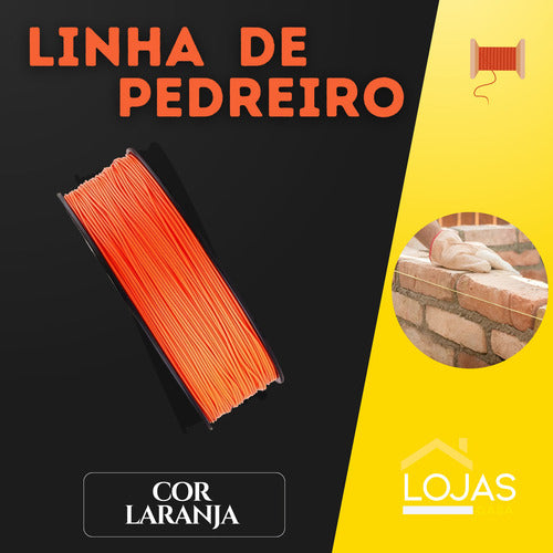 Linha De Pedreiro Nylon Lisa 0,80mm Obras Laranja 100metro