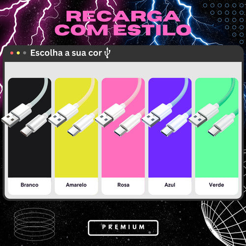 Cabo Usb Turbo Color Para Samsung Motorola LG A20 A32 A52 A7