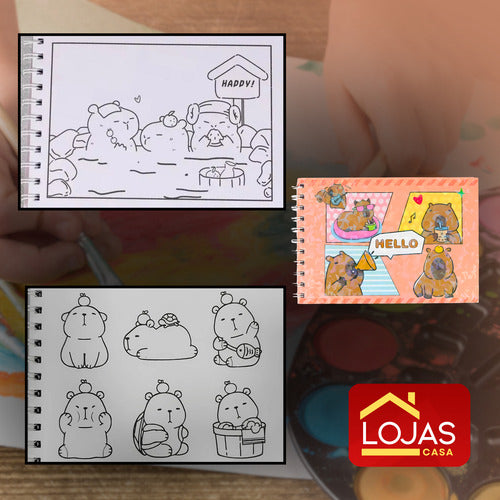 Livro Para Colorir Pintura Desenho Cute Capivara Goods
