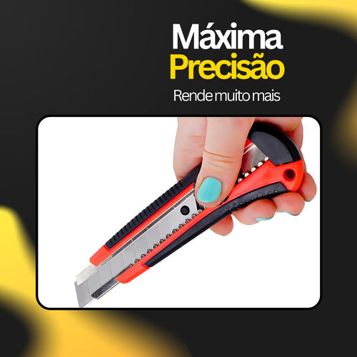 Estilete Reto Portátil 3 Lâminas Profissional Leve Bolso