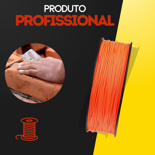 Linha De Pedreiro Nylon Lisa 0,80mm Obras Laranja 100metro