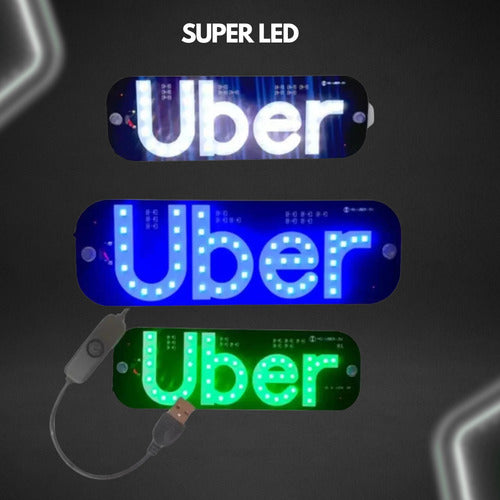 Placa Led Carro Uber Letreiro Motorista De Aplicativo App