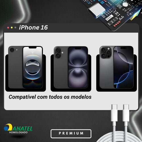 Fonte Carregador Usb-c Para iPhone 15 16 17  + Cabo Tipo C