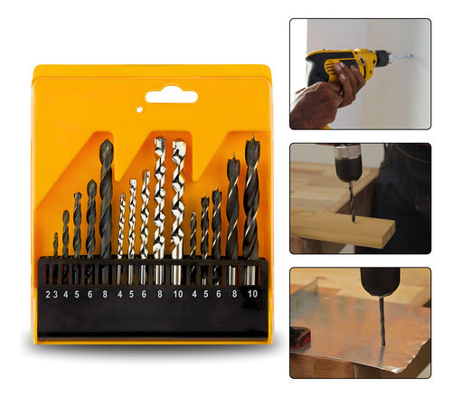 Kit 16 Brocas Com Estojo Ferro Concreto Madeira Videa Aço