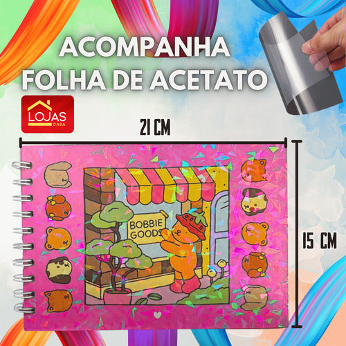 Livro Colorir Goods 50 Folhas Desenhos Bobbie Pintar Acetato