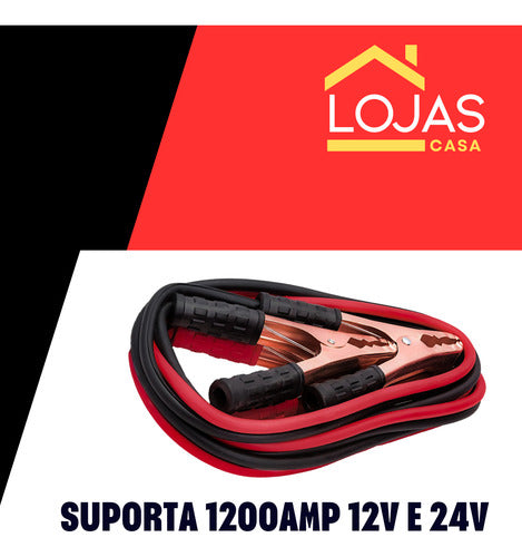Cabo Chupeta Recarga Bateria 1200amp 12 E 24v Carro Caminhão