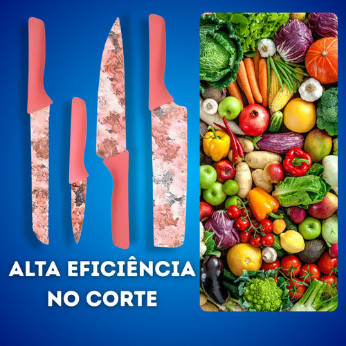 Jogo De Facas 6 Peças Cozinha Chef Churrasco Multiuso Lâmina