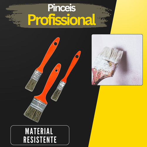 Kit 3 Trincha Pincel P/ Pintura Profissional Vários Tamanhos