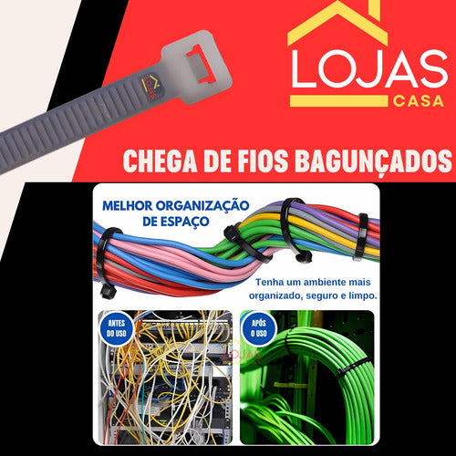Abraçadeira Nylon 200mm X 4,8mm Enforca Gato Pack 100 Un.