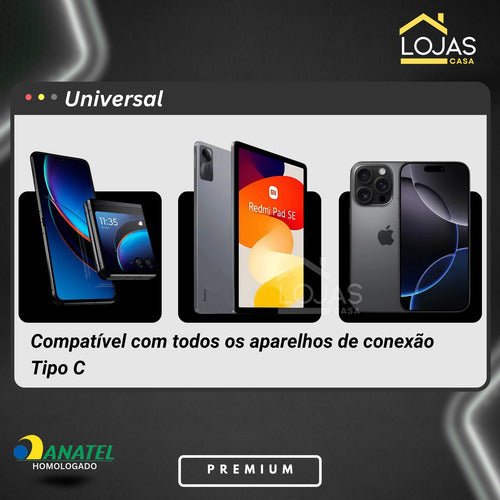 Carregador 50w Usb-c Triplo Para Motorola Moto G Edge Razr