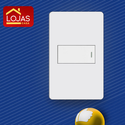 Interruptor Slim Modular 4x2 Tecla Simples Iluminaçao Branco