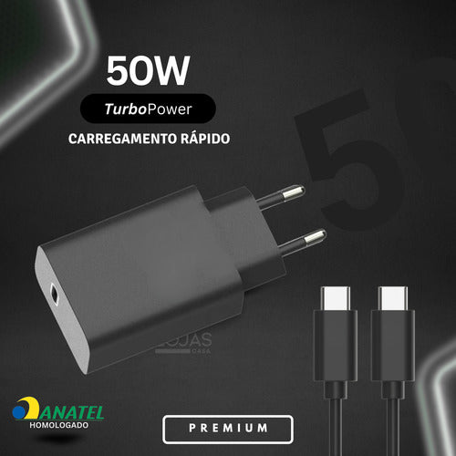 Carregador 50w Usb-c Turbo Para Moto Edge, Razr, G84, G73, G