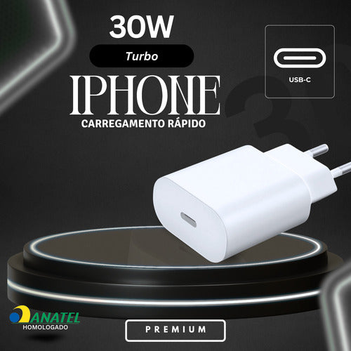 Fonte Carregador Usb-c Para iPhone 15 16 17  + Cabo Tipo C