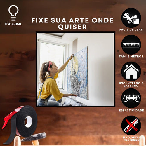 Fita Dupla Face Espuma 5m Isolador Anti Ruído Automotiva
