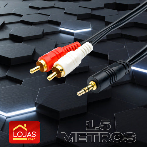 Cabo Adaptador Rca+p2 Cabo Auxiliar De Som P2 Rca Áudio Automotivo Lojas Casa Cabo P2 Para Rca Preto Do 1.5m