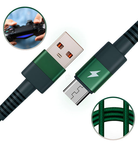 Cabo Recarga Controle Ps4 Usb V8 Trançado Resistente Tático