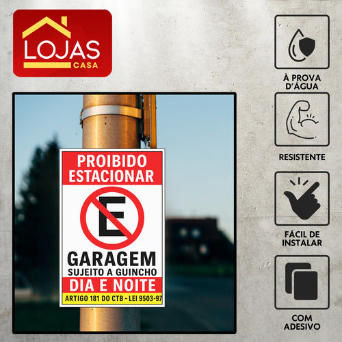 Placa De Sinalização Proibido Estacionar 20x30 / Lojas Casa