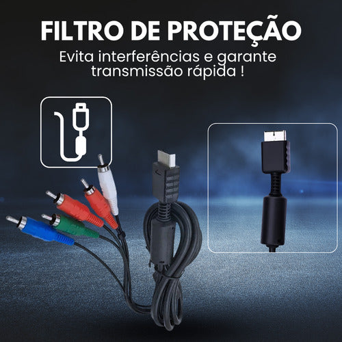 Cabo De Vídeo Para  Playstation Ps2 E Ps3 Alta Definição Av