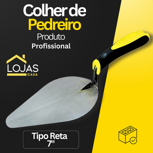 Colher De Pedreiro Jardim Canteiro Reta 7   Aço Profissional