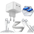 Carregador 50w Usb-c Duplo Para iPhone 16 Pro Max + 2 Cabos