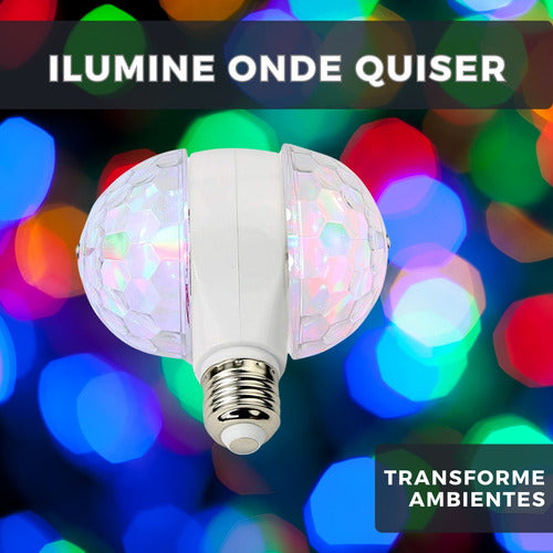Lâmpada Giratória Colorida Rgb Efeito Globo Bola Festa Led