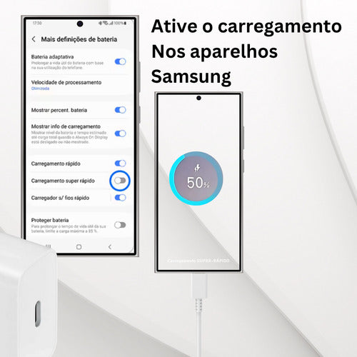 Fonte Cabo Super Rápido Para Samsung  A54 S21 S24 S25 Todos