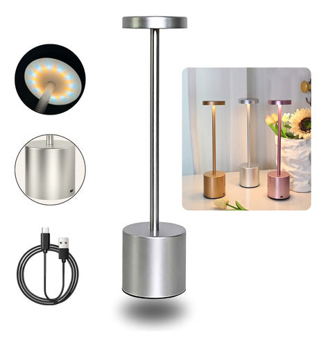 Luminária Abajur Touch Led Portátil S/ Fio Recarregável Luxo