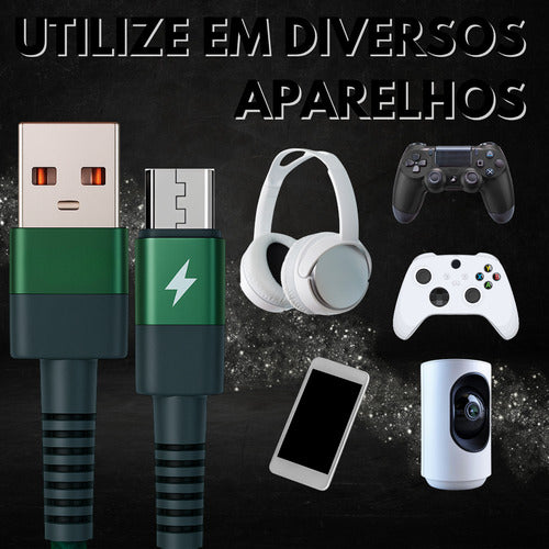 Cabo Recarga Controle Ps4 Usb V8 Trançado Resistente Tático