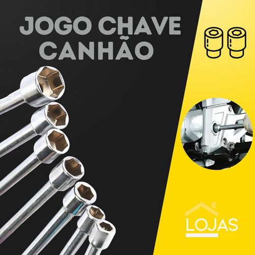 Jogo E Kit De Chave Canhão 7 Pcs Aço 5 A12 Mm Profissional