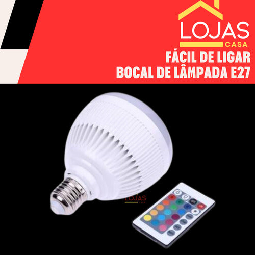 Lâmpada Led Rgb Bluetooth Com Caixa De Som E Controle Bivolt