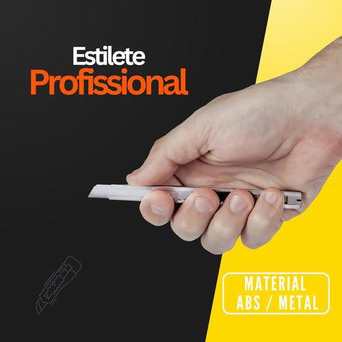 Kit 3 Estilete Profissional 18mm Com Trava 3 Lâminas Reserva