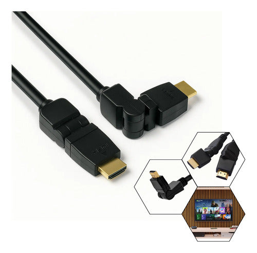 Cabo Hdmi Articulado Curvo Para Painel Tv Blindado Full Hd