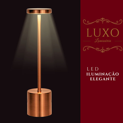 Luminária Abajur Touch Led Portátil S/ Fio Recarregável Luxo