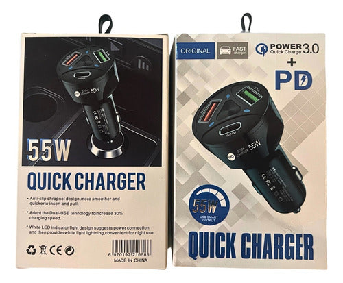 Carregador Automotivo Turbo 3 Entrada Usb 3.0/3.1/tipo-c Top
