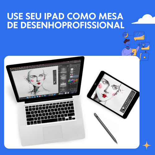 Caneta Para iPad 6, 7, 8, 9 E 10a Geração Com Palm Rejection